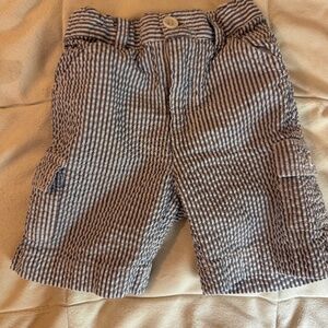 Blue and White striped seersucker boys shorts Andy & Evan 2T